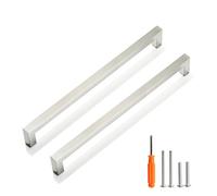 Redunest Cabinet Pulls Brushed Nickel Cabinet Handles Square Drawer Pulls, 5 Pack 10 Inch Stainless Steel Kitchen Door Cupboard Cabinet Handles, Cabinet Hardware Drawer Handles, 256mm Hole Centers