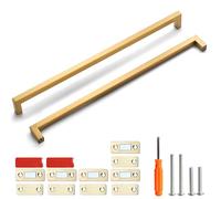 Redunest Cabinet Pulls Gold Cabinet Handles 5 Pack 15 Inch Square Drawer Pulls and 5 Pack Cabinet Magnetic Catch, Stainless Steel Kitchen Door Cupboard Cabinet Handles, 384mm Hole Centers