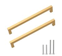 Redunest Cabinet Pulls Gold Cabinet Handles Square Drawer Pulls, 2 Pack 8-4/5 Inch Stainless Steel Kitchen Door Cupboard Cabinet Handles, Drawer Hardware Handles, 224mm Hole Centers