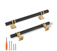 Redunest Cabinet Pulls Matte Black and Gold Cabinet Handles, 20 Pack 5 Inch Kitchen Door Cupboard Wardrobe Drawer Handles, Cabinet Hardware Bar Drawer Pulls, 128mm Hole Centers