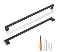 Redunest Cabinet Pulls Matte Black Cabinet Handles Square Drawer Pulls, 10 Pack 13-4/5 Inch 352mm Hole Centers Stainless Steel Kitchen Door Cupboard Cabinet Handles, Drawer Hardware Handles