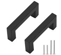Redunest Cabinet Pulls Matte Black Cabinet Handles Square Drawer Pulls, 20 Pack 3 Inch Stainless Steel Kitchen Door Cupboard Cabinet Handles, Drawer Hardware Handles, 76mm Hole Centers