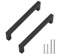 Redunest Cabinet Pulls Matte Black Cabinet Handles Square Drawer Pulls, 30 Pack 7-1/2 Inch Stainless Steel Kitchen Door Cupboard Cabinet Handles, Black Drawer Hardware Handles, 192mm Hole Centers
