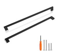 Redunest Cabinet Pulls Matte Black Cabinet Handles Square Drawer Pulls, 5 Pack 15 Inch 384mm Hole Centers Stainless Steel Kitchen Door Cupboard Cabinet Handles, Drawer Hardware Handles
