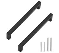 Redunest Cabinet Pulls Matte Black Cabinet Handles Square Drawer Pulls,Stainless Steel Kitchen Door Cupboard Cabinet Handles,Drawer Hardware Handles,5 Pack 8-4/5 Inch (224mm) Hole Centers…
