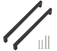 Redunest Cabinet Pulls Matte Black Cabinet Handles Square Drawer Pulls, Stainless Steel Kitchen Door Cupboard Cabinet Handles, Drawer Hardware Handles, 2 Pack 11-1/3 Inch (288mm) Hole Centers
