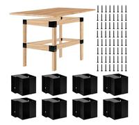 Redunest Heavy Duty Workbench Brackets Kit, 8 Pack 3-Way Right Angle Corner Brackets, Black Metal Shelf Brackets for 2"x 4"(Actual 1.5" x 3.5") Wood DIY Custom Garage Workbenches, Work Tables