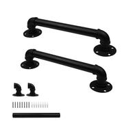 Redunest Industrial Pipe Staircase Handrails, 12 Inch Safety Grab Bars, 2 Pack Black