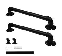 Redunest Industrial Pipe Staircase Handrails, 16 Inch Safety Grab Bars, 2 Pack Black