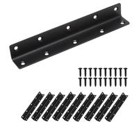 Redunest L Bracket, Heavy Duty Corner Brace, 10 Pack 8" Metal Shelf Bracket Angle Bracket for Shelves, Black Metal Braces for Wood Furniture