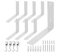 Redunest L Floating Shelf Brackets,8 Pack Heavy Duty L Brackets for Shelves, L 8" X H 6" White Metal Countertop Support Brackets,Wall Mounting for Wood