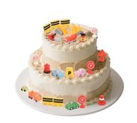 Redvigh Mini Construction Cake Toppers Mini City Road Signs Miniature Construction Playset Traffic Sign Model for Dollhouse Party Supplies Landscaping Sand Table