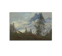 RedVos Mountain Peak with Drifting Clouds Poster by Caspar David Friedrich Wall Art Scroll Canvas Painting Picture Living Room Decor Home 20x30inch(50x75cm)