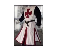 (RedWine, 3XL) Crusader Knight Medieval Templar Surcoat Long Sleeve Outfit Cosplay Costume