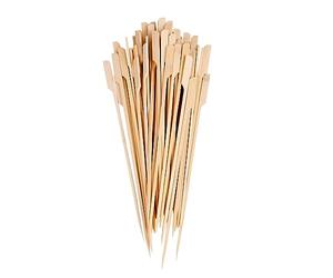 Redwood 50x Brown 25cm Bamboo BBQ Skewers - Long Handle Wooden Kitchen Oven Shish Kebab Meat Food Chocolate Cooking Barbecue Grill Sticks