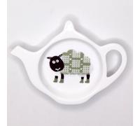 Redwood Collection Olive Green Sheep Tapestry Design Fine Bone China Teabag Tidy