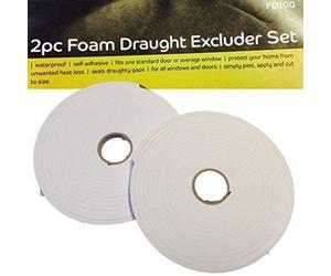 Redwood Foam Draught Excluder Set White- 2 Pack
