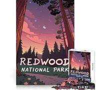 Redwood National Park Illustration 1000 Pieces Jigsaw Puzzles for Adults Memory Gain Calm Mind Design Assembly Creative Gift (38x26cm)