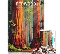 Redwood National Park Poster 1000 Pieces Jigsaw Puzzles For Teens And Adults,Toys Educational Games Stress Relieving Wishlist with Santa Claus 38x52cm