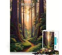 Redwood National Park Sunset Jigsaw Puzzles 1000 Piece for Adults Smart Reason Toy Casual Fun Smooth Edge Wall Art Decor (38x26cm)
