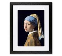 Redzarty Girl with a Pearl Earring by Johannes Vermeer, Framed Wall Art Print - Popular Famous Painting Gift for Living Room Bedroom Home Office (22"x18" Black Frame)