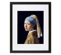 Redzarty Girl with a Pearl Earring by Johannes Vermeer, Framed Wall Art Print - Popular Famous Painting Gift for Living Room Bedroom Home Office (15"x12" Black Frame)