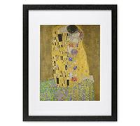 Redzarty Gustav Klimt The Kiss Framed Picture - Wall Art Print of Famous Painting for Lounge, Office or Bedroom (15"x12" Black Frame)