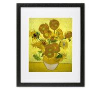Redzarty Sunflowers by Vincent Van Gogh Framed Wall Art Picture - Print of Famous Painting for Any Room (15"x12" Black Frame)