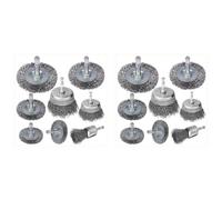 Reeatel 16 Piece Wire Brush Wheel Cup Brush Set 1/4Inch Hex Shank Coarse Crimped Carbon Steel Wire Wheel for Rust Removal