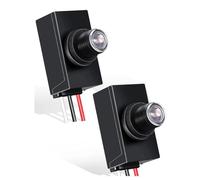 Reeatel 2 PCS Dusk to Dawn Sensor Black Photocell Light Sensor for Outdoor Lighting 120-277V Photoelectric Switch