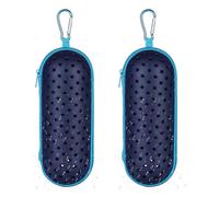 Reeatel 2X Swim Goggle Case for Swimming Goggles, EVA Carrying Case with Drain Hole Zipper Sunglasses Case with Clip Blue