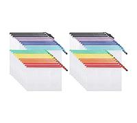 Reeatel 48Pcs Mesh Zipper Pouch Document Bag, Plastic Zip File Folders, Letter Size/A4 Size, for Supplies
