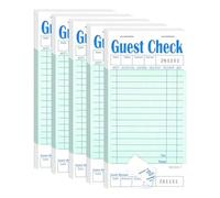 Reeatel 5 Pack Guest Check Books Server Note Pads for Restaurant Green Waiter Checkbook Restaurant Order Pad 50 Sheets/Pack