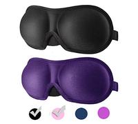 REEBENT 3D Eye mask for Sleeping,Machine Washable, Sleep Mask for Women, Blinder Blindfold Airplane (Black+Purple)
