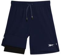 Reebok 2 in 1 Running Sports Shorts, Compression Lining, 5 Inch Inseam, Performance Woven Running Shorts (8-16), dark blue, 14-16