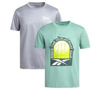 Reebok 2 Pack Boys Short Sleeve T Shirts, Hybrid Green/Light Grey, 18-20