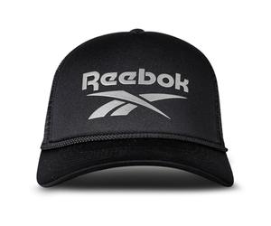 Reebok Aero Trucker Hat | Snapback | Adjustable | Mesh Back | Retro | Baseball | Streetwear | Urban | Lifestyle, Aero - Black/Grey, One Size
