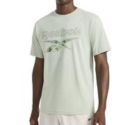 Reebok Apparel Mens Aether Outline Smoke Logo Crewneck T-Shirt, Desert Sage, Large