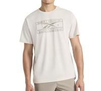 Reebok Apparel Mens Locker Graphic Crewneck T-Shirt, Standard Fit, Lightweight Cotton-Poly Fabric, Pumice Stone, Large