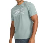 Reebok Apparel Mens Locker Graphic Crewneck T-Shirt, Standard Fit, Lightweight Cotton-Poly Fabric, Vintage Moss, Large