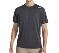 Reebok Apparel Mens Sprint Short Sleeve T-Shirt, Standard Fit, Lightweight Stretch Waffle-Knit Fabric, Black Heather, Large