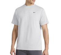 Reebok Apparel Mens Strike Short Sleeve Crewneck T-Shirt, Standard Fit, Lightweight Stretch Poly Jersey Fabric, Chrome Heather, Large