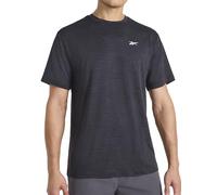Reebok Apparel Mens Strike Short Sleeve Crewneck T-Shirt, Standard Fit, Lightweight Stretch Poly Jersey Fabric, Black Heather, Large