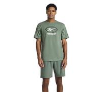 Reebok Apparel Mens Vertigo Crewneck T-Shirt, Standard Fit, Lightweight Cotton-Poly Jersey Fabric, Duck Green, XXL