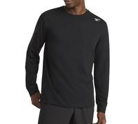 Reebok Apparel Men's Volt Long Sleeve Crewneck T-Shirt, Standard Fit, Lightweight Cotton-Poly Jersey Fabric, Black, Large