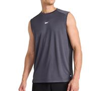 Reebok Apparel Men's Warm-up Solid Muscle Performance Crewneck Tank Top, Ebony, S