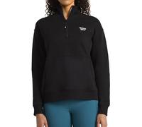 Reebok Apparel Women's Classic Half-Zip Sweatshirt, Standard Fit, Midweight Cotton-Poly Fleece Fabric, Black, Large