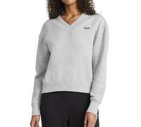 Reebok Apparel womens Collegiate V-neck Sweatshirt, Standard Fit, Midweight Cotton-poly Fabric, Grey Heather, XL