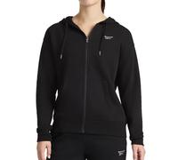 Reebok Apparel Women's Rhinestone Full-Zip Hoodie, Standard Fit, Midweight Cotton-Poly Fabric, Black, Large