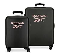Reebok Beverly Suitcase Set, Black, 55/68 cm, Hard ABS, Side Combination Lock, 104 L, 6 kg, 4 Double Wheels, Hand Luggage